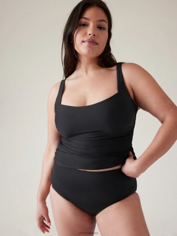 Athleta Square Neck Bra Cup Tankini Women Black Swimwearwear VHFL2809